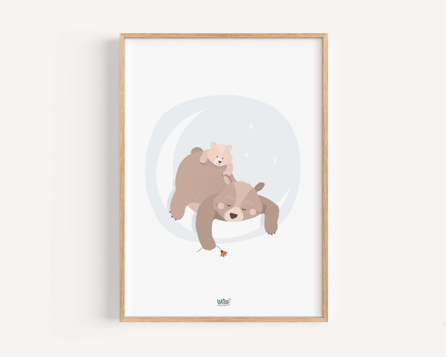 Affiche Illustrée "Ours Lune" - Lune Trois - Quarts