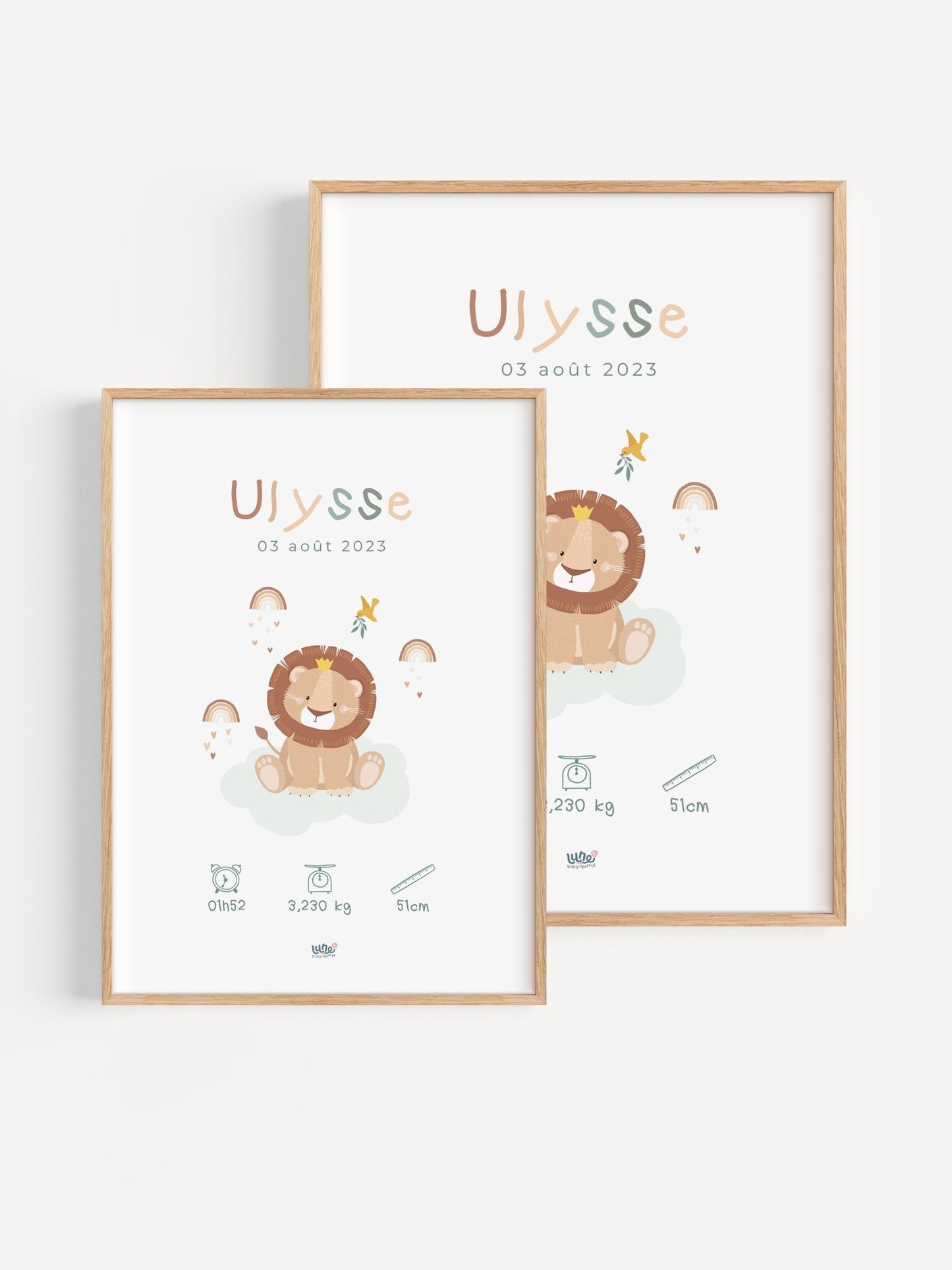 Affiche Illustrée "Lionceau" - Lune Trois - Quarts