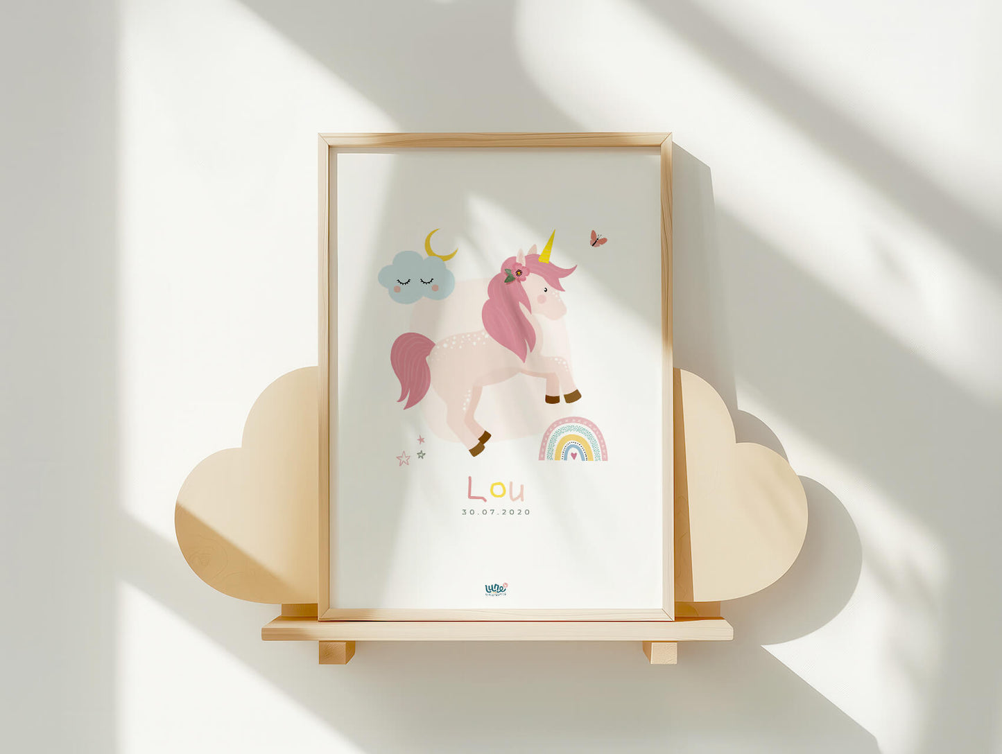 Affiche Illustrée "Jolie Licorne" - Lune Trois - Quarts