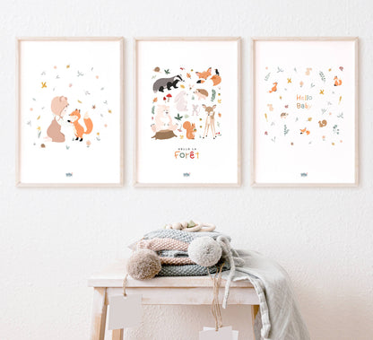 Ensemble de 3 affiches Déco "Forêt" - Lune Trois - Quarts