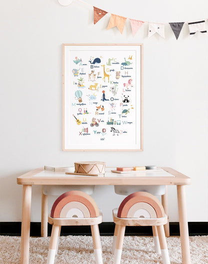 Affiche illustrée - Abécédaire - Lune Trois - Quarts
