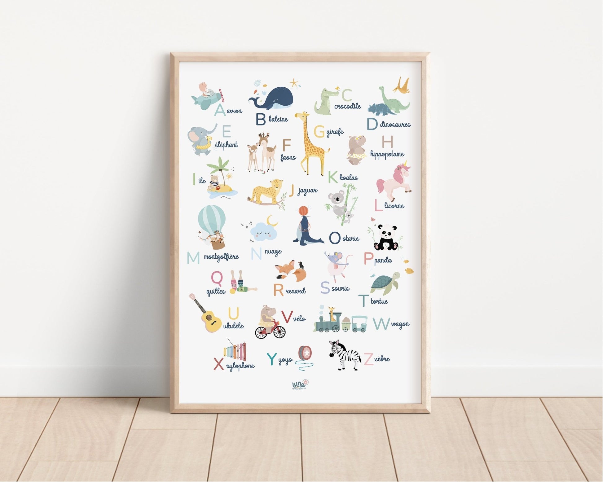 Affiche illustrée - Abécédaire - Lune Trois - Quarts