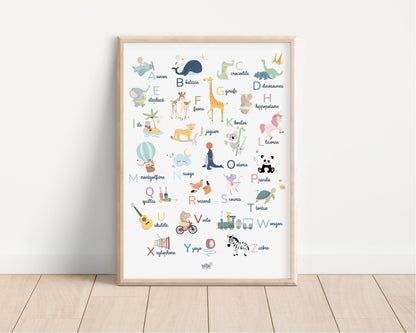 Affiche illustrée - Abécédaire - Lune Trois - Quarts