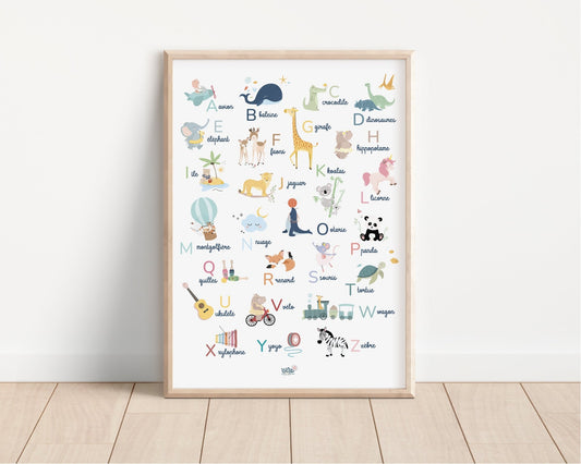 Affiche illustrée - Abécédaire - Lune Trois - Quarts