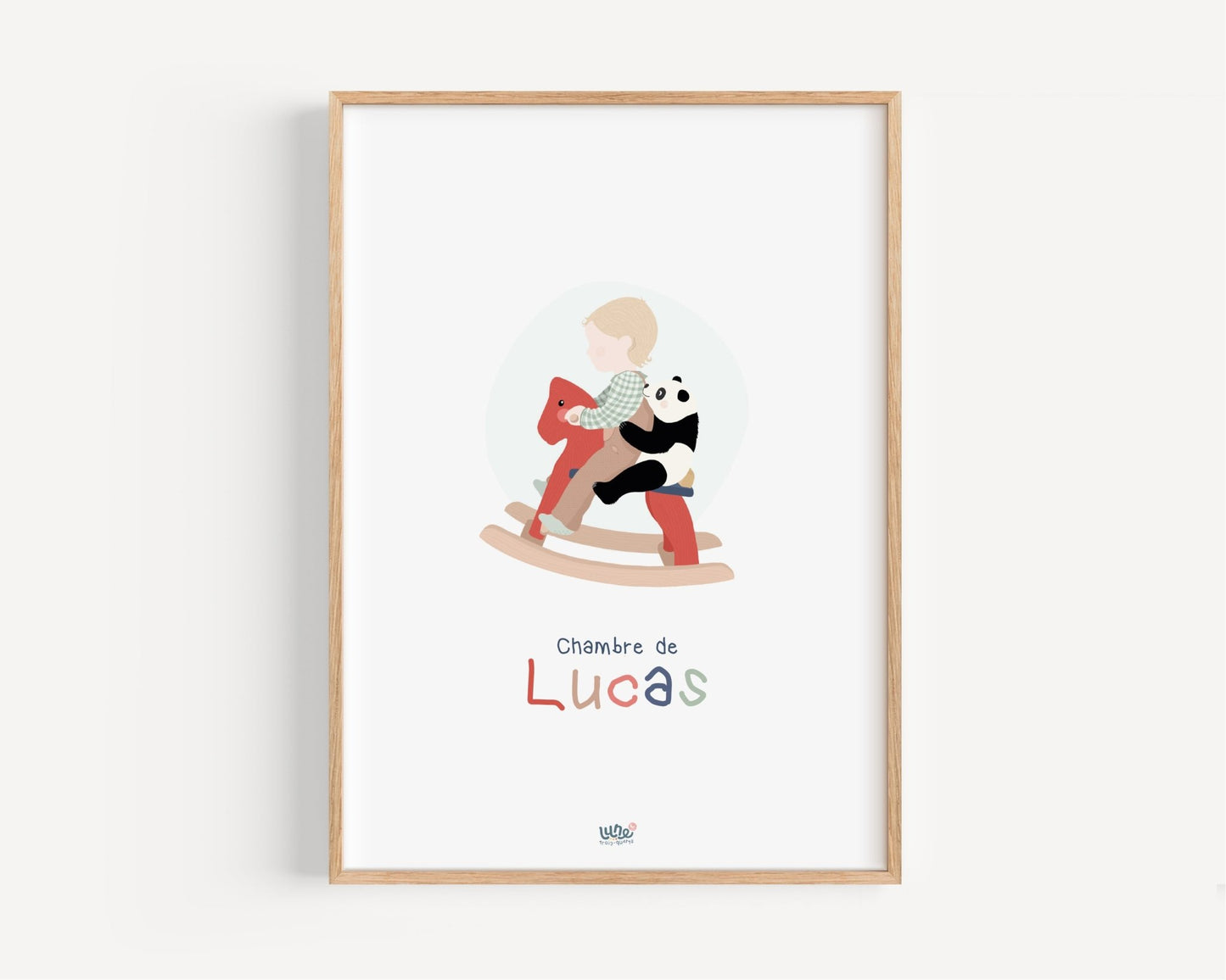 Affiche Illustrée "Bébé & Panda" - Lune Trois - Quarts
