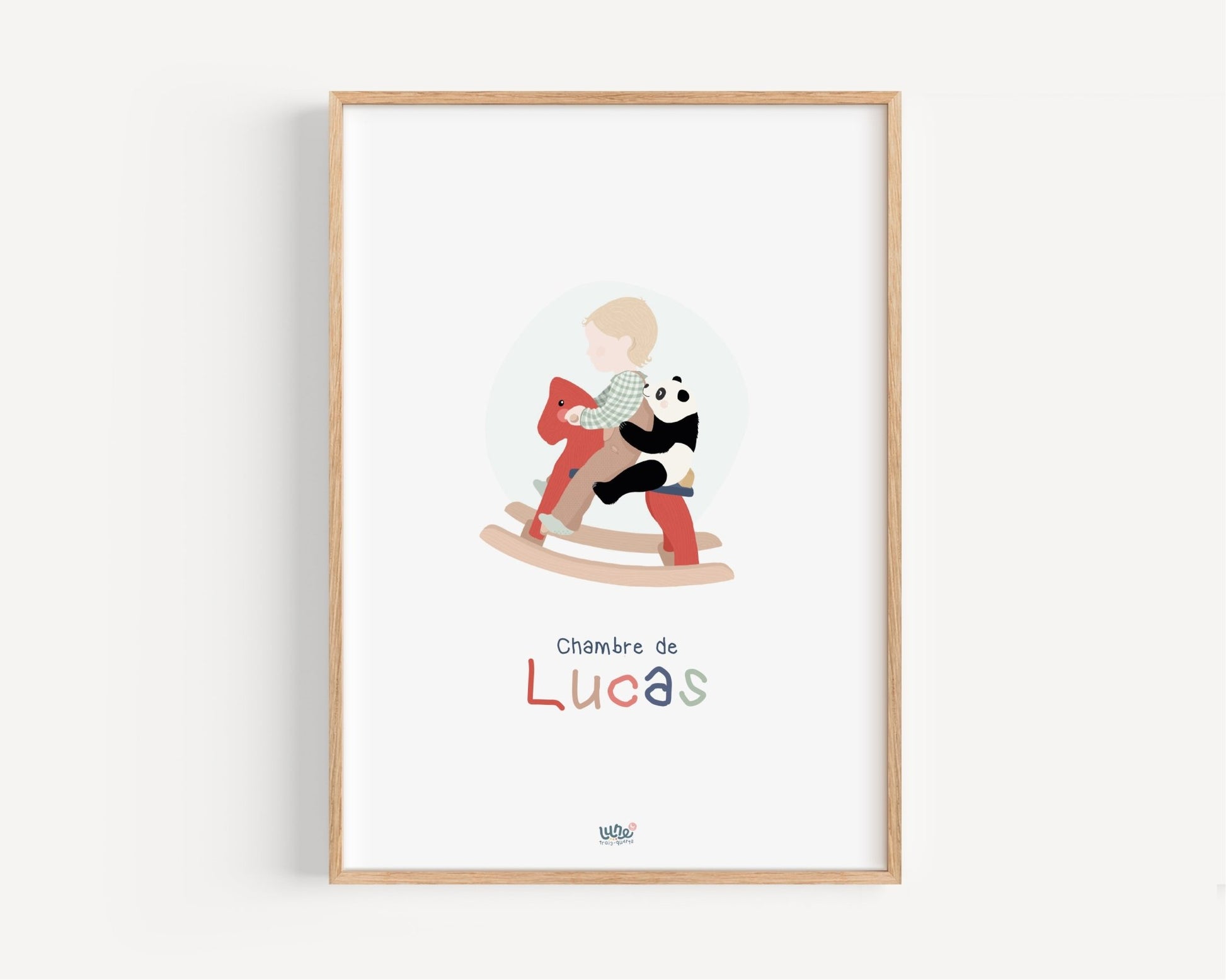 Affiche Illustrée "Bébé & Panda" - Lune Trois - Quarts