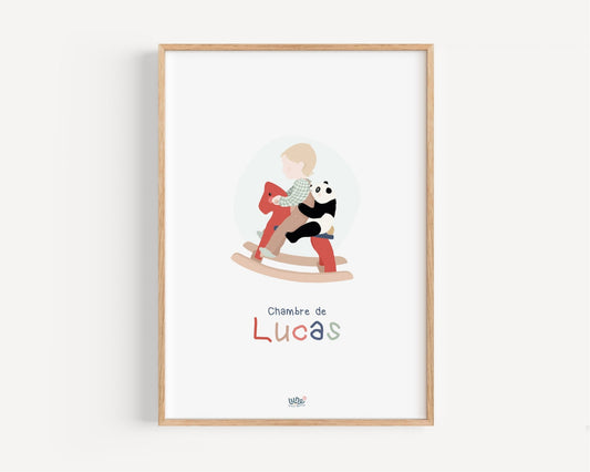 Affiche Illustrée "Bébé & Panda" - Lune Trois - Quarts