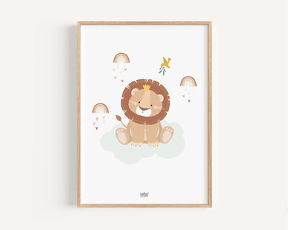 Affiche Illustrée "Lionceau" - Lune Trois - Quarts