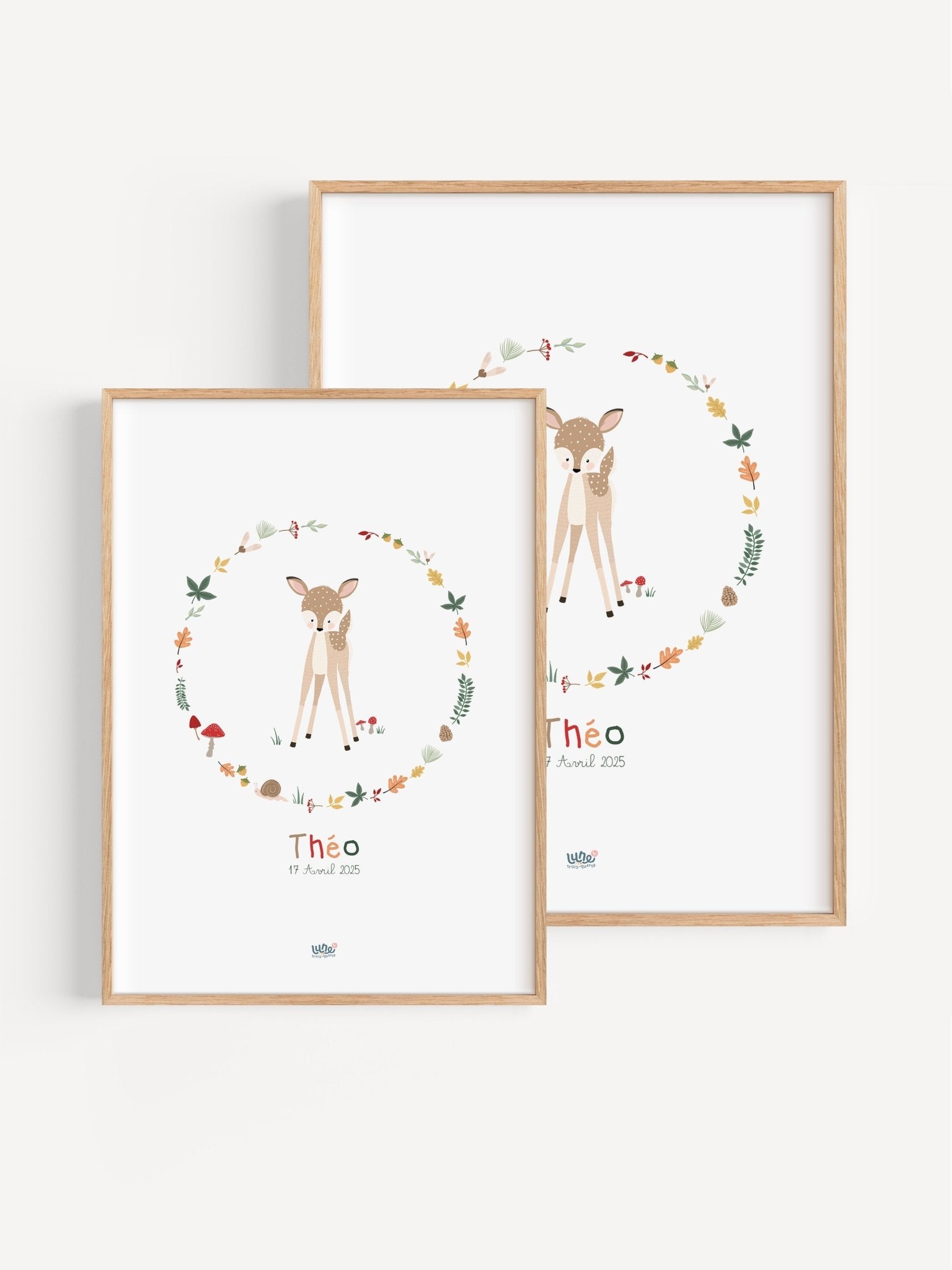 Affiche Illustrée "Faon Couronne" - Lune Trois - Quarts