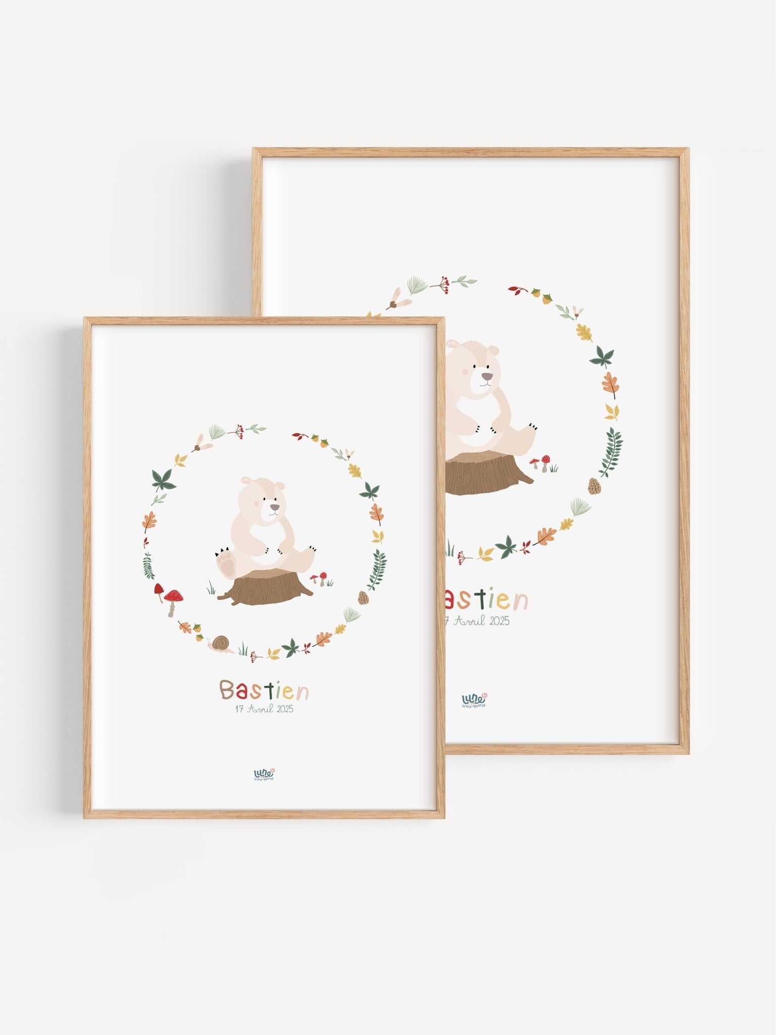 Affiche Illustrée "Ours Couronne" - Lune Trois - Quarts