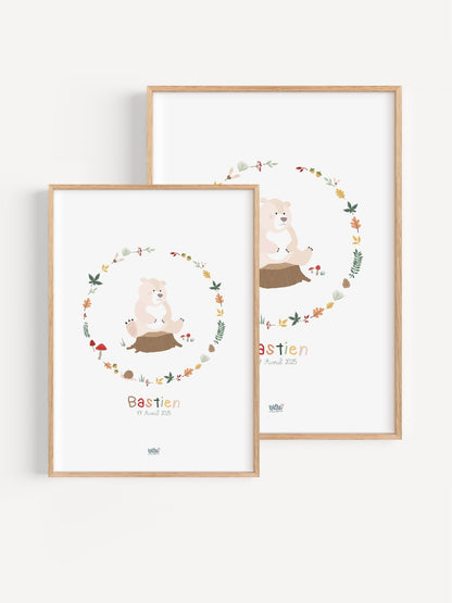 Affiche Illustrée "Ours Couronne" - Lune Trois - Quarts