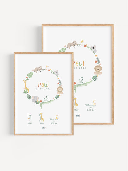 Affiche Illustrée "Couronne Jungle" - Lune Trois - Quarts