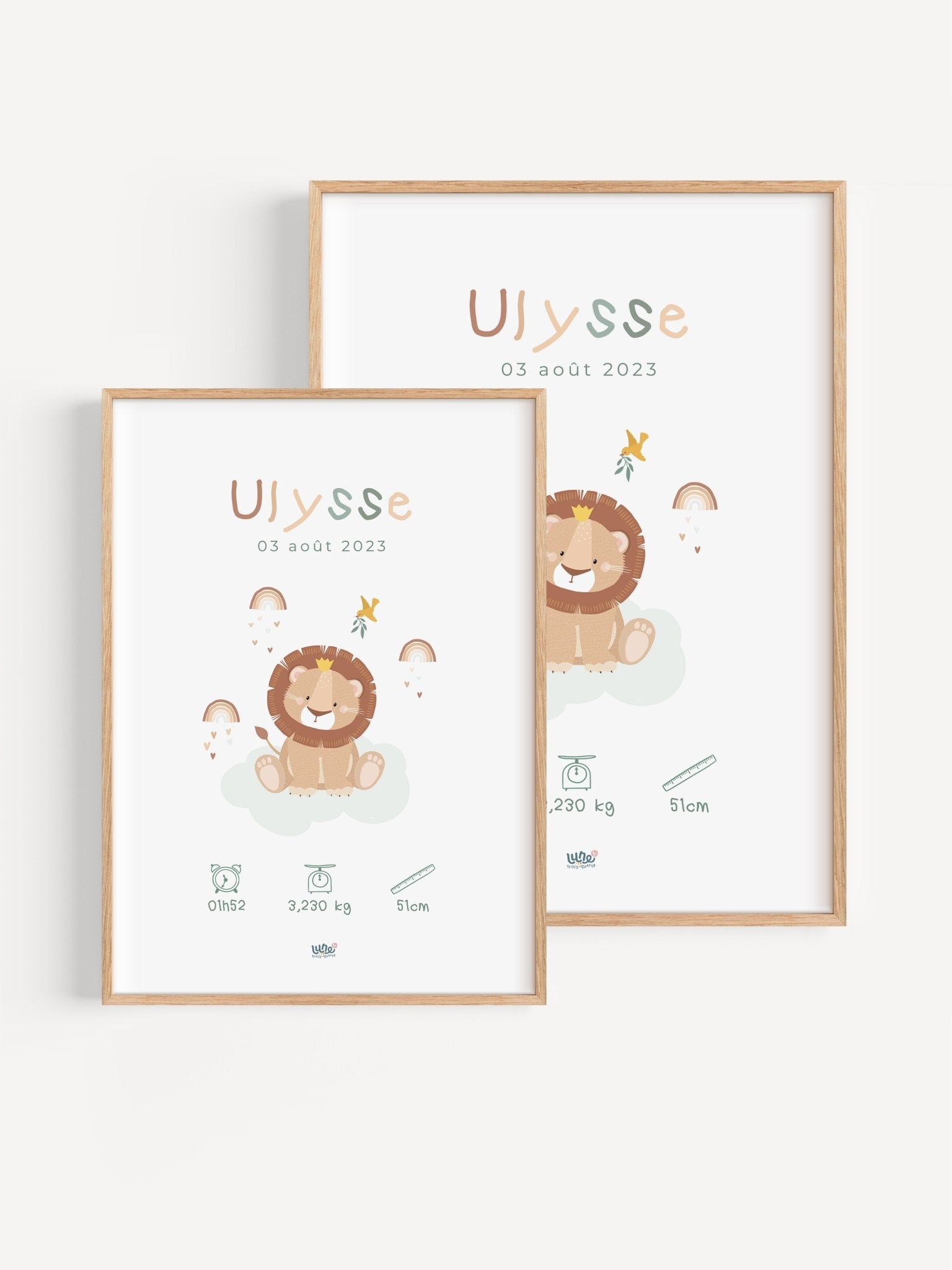 Affiche Illustrée "Lionceau" - Lune Trois - Quarts