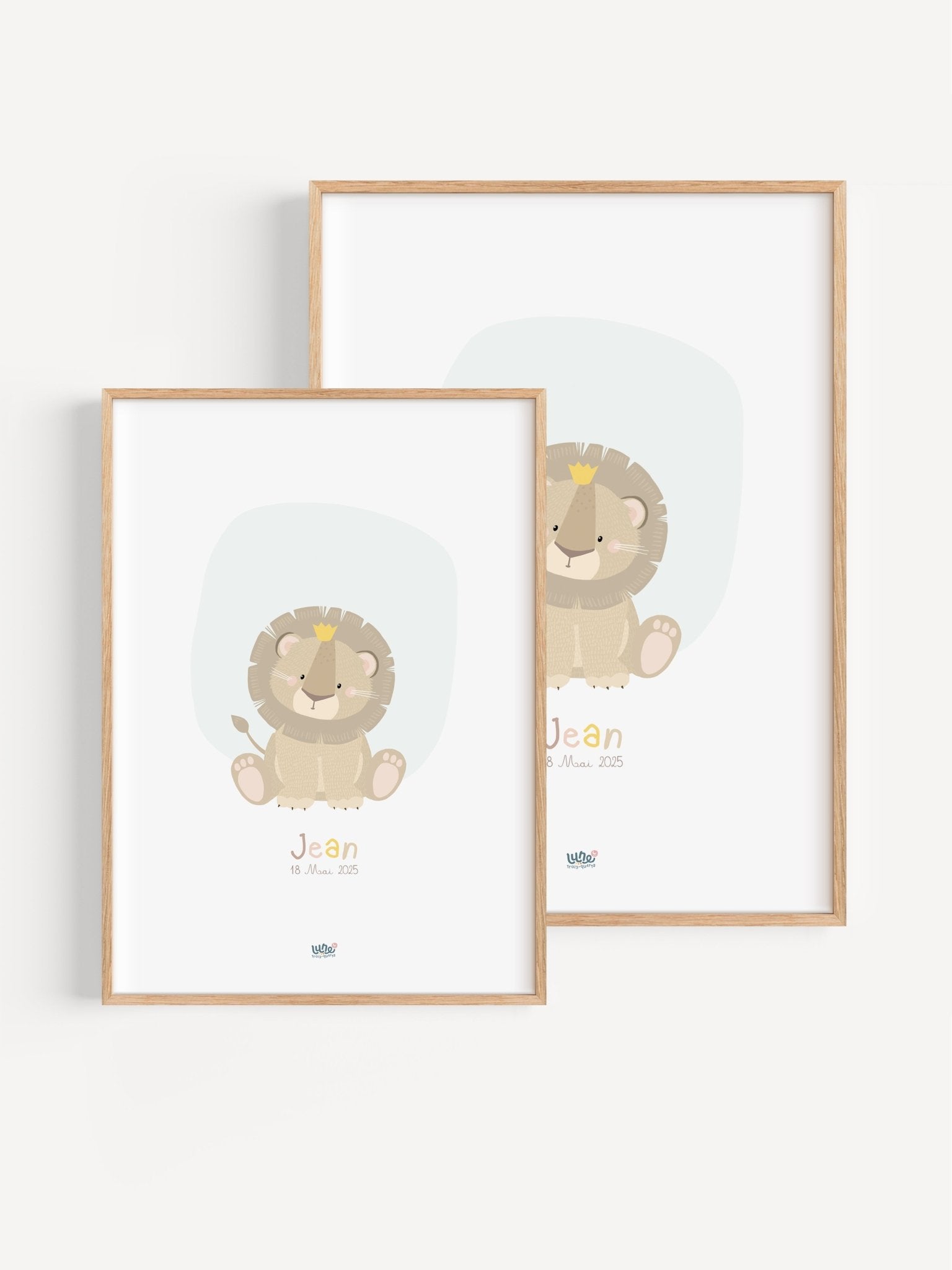 Affiche Illustrée "Petit Lion" - Lune Trois - Quarts