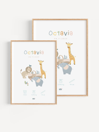 Affiche Illustrée "Mini Jungle" - Lune Trois - Quarts