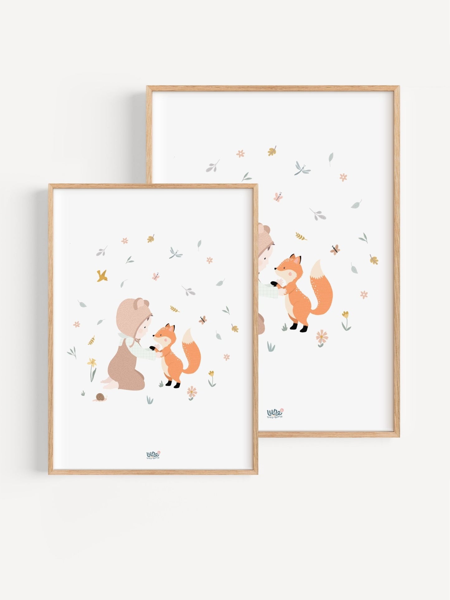 Affiche Illustrée "Bébé renard" - Lune Trois - Quarts
