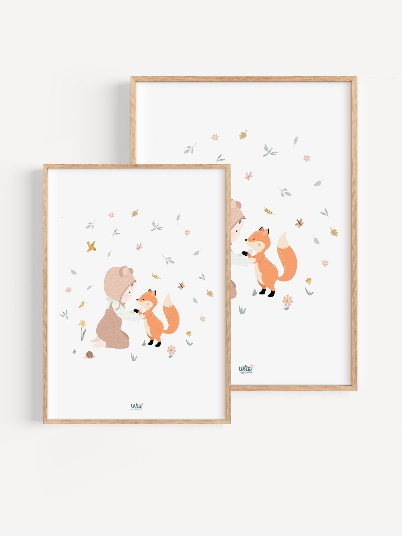 Affiche Illustrée "Bébé renard" - Lune Trois - Quarts