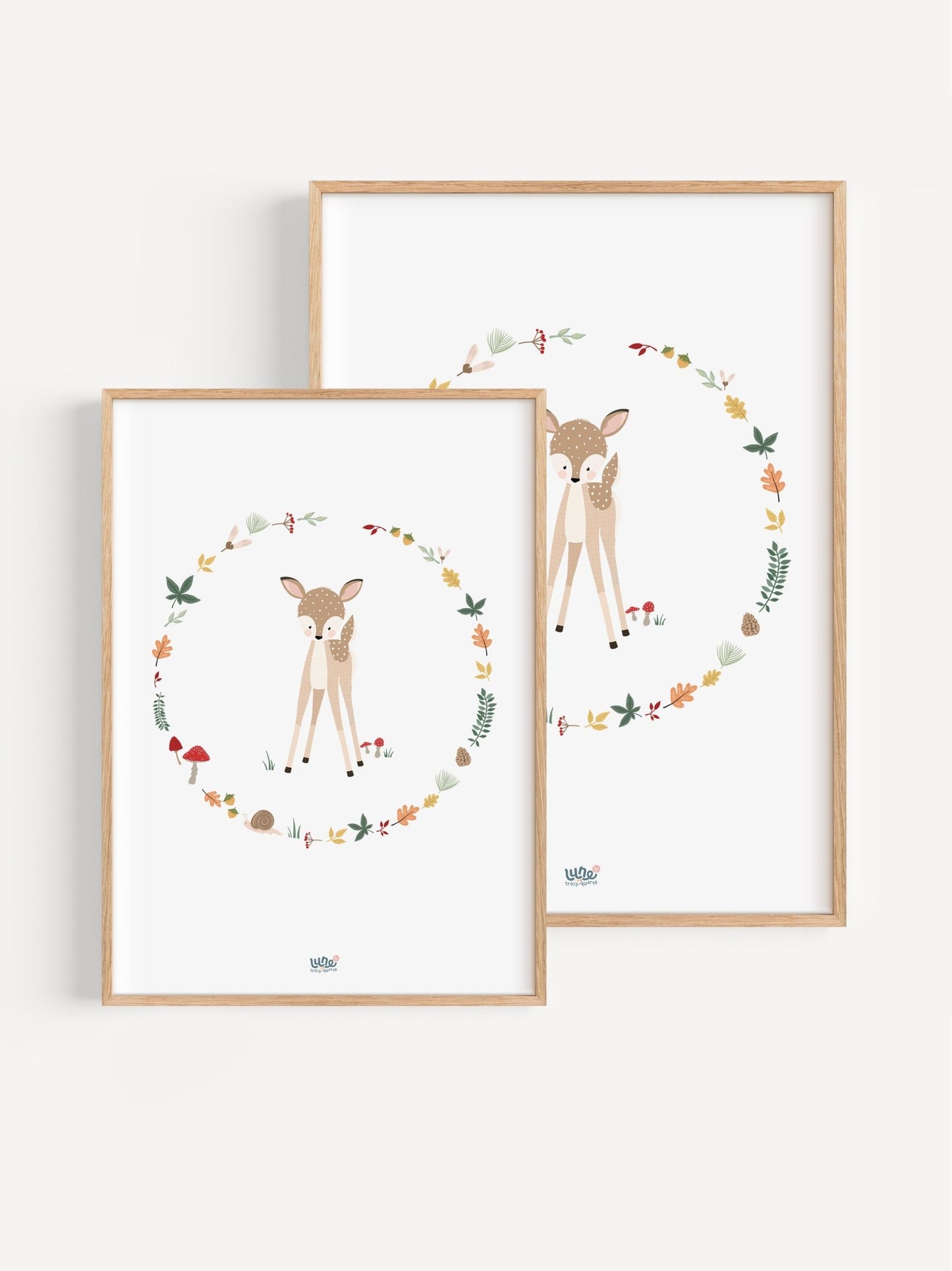 Affiche Illustrée "Faon Couronne" - Lune Trois - Quarts