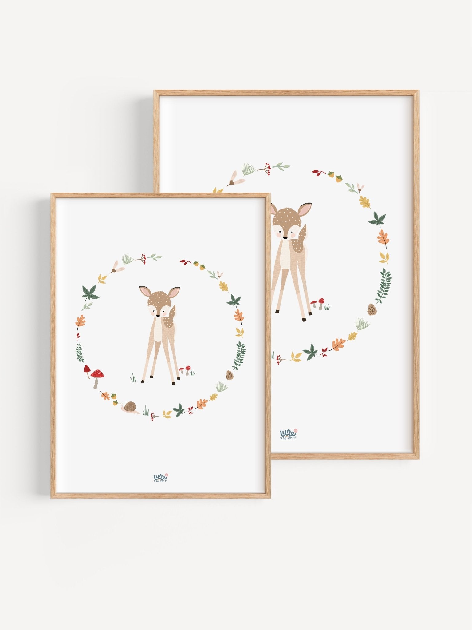 Affiche Illustrée "Faon Couronne" - Lune Trois - Quarts