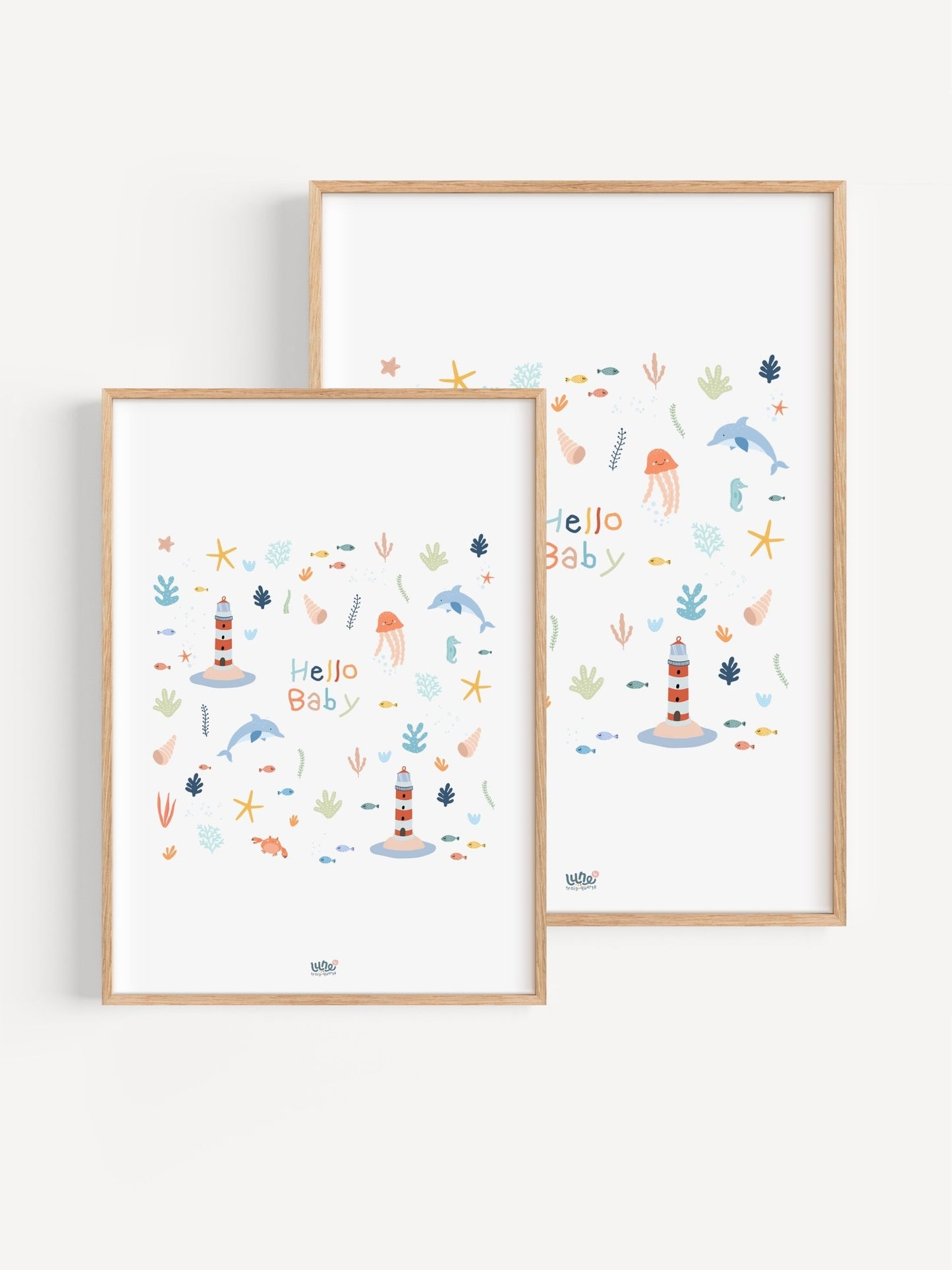 Affiche Illustrée "Mini Océan - Lune Trois - Quarts