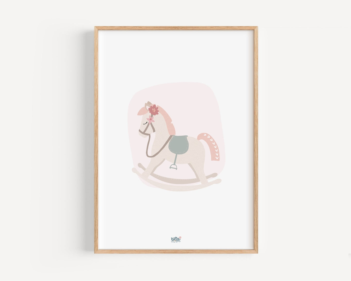 Affiche Illustrée "Cheval à bascule" - Lune Trois - Quarts