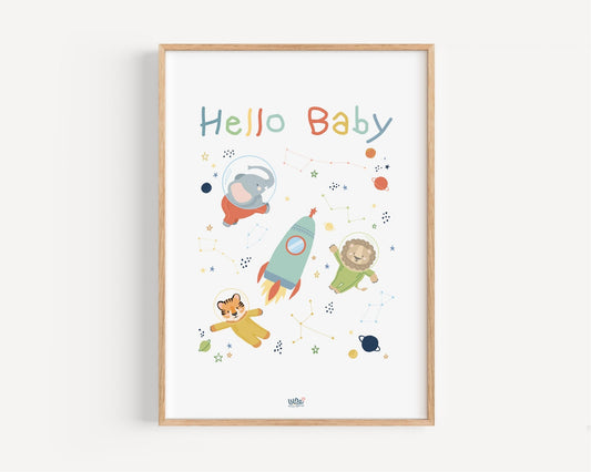 Affiche Illustrée "Mon petit monde dans l'espace" - Lune Trois - Quarts