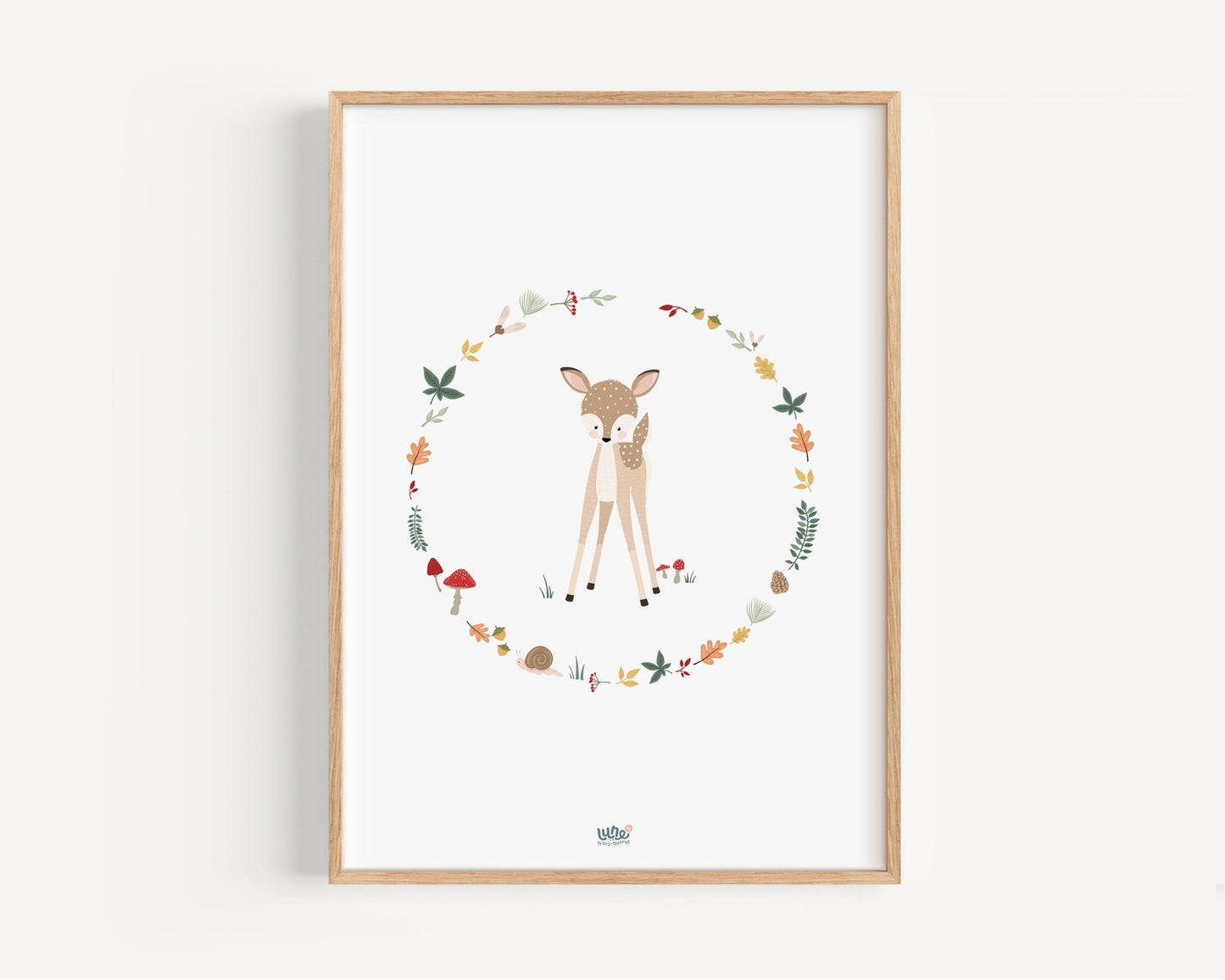Affiche Illustrée "Faon Couronne" - Lune Trois - Quarts