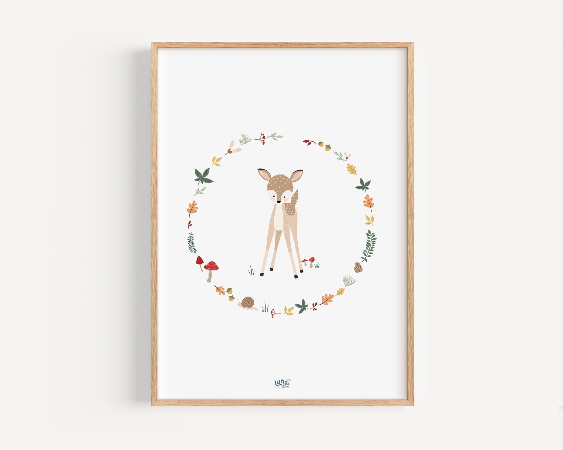 Affiche Illustrée "Faon Couronne" - Lune Trois - Quarts