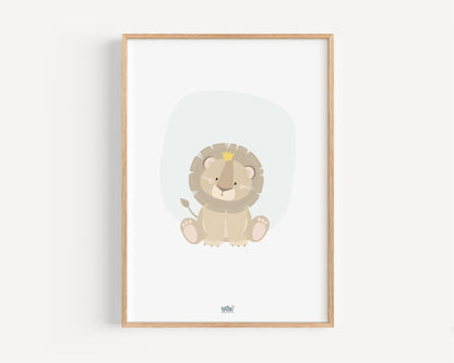 Affiche Illustrée "Petit Lion" - Lune Trois - Quarts