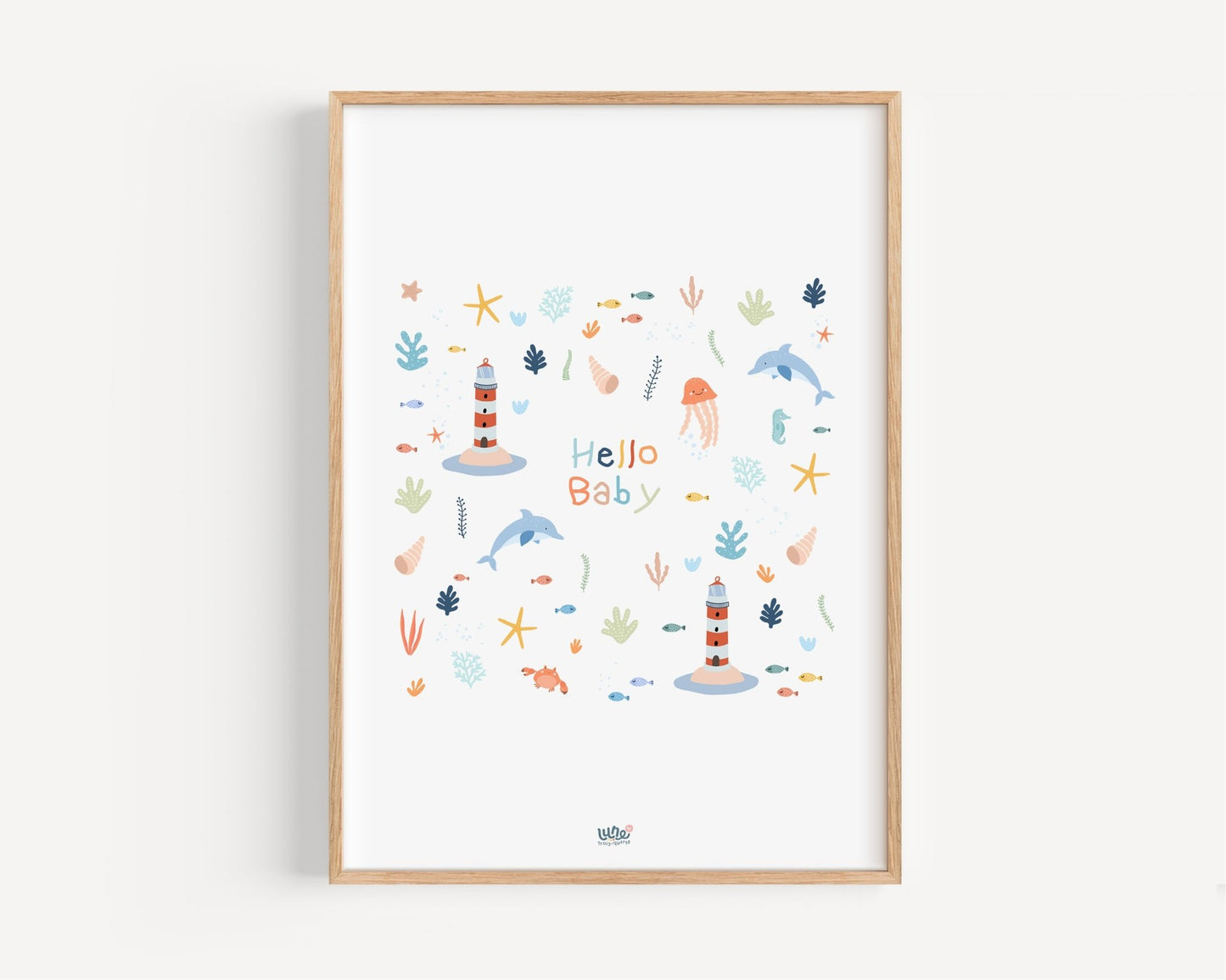 Affiche Illustrée "Mini Océan - Lune Trois - Quarts