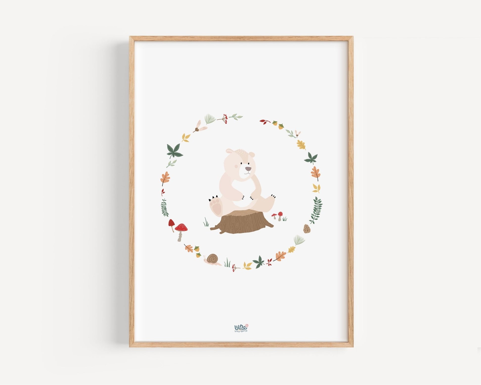 Affiche Illustrée "Ours Couronne" - Lune Trois - Quarts