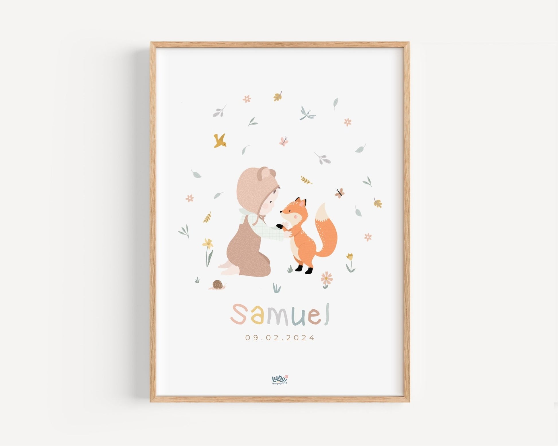 Affiche Illustrée "Bébé renard" - Lune Trois - Quarts