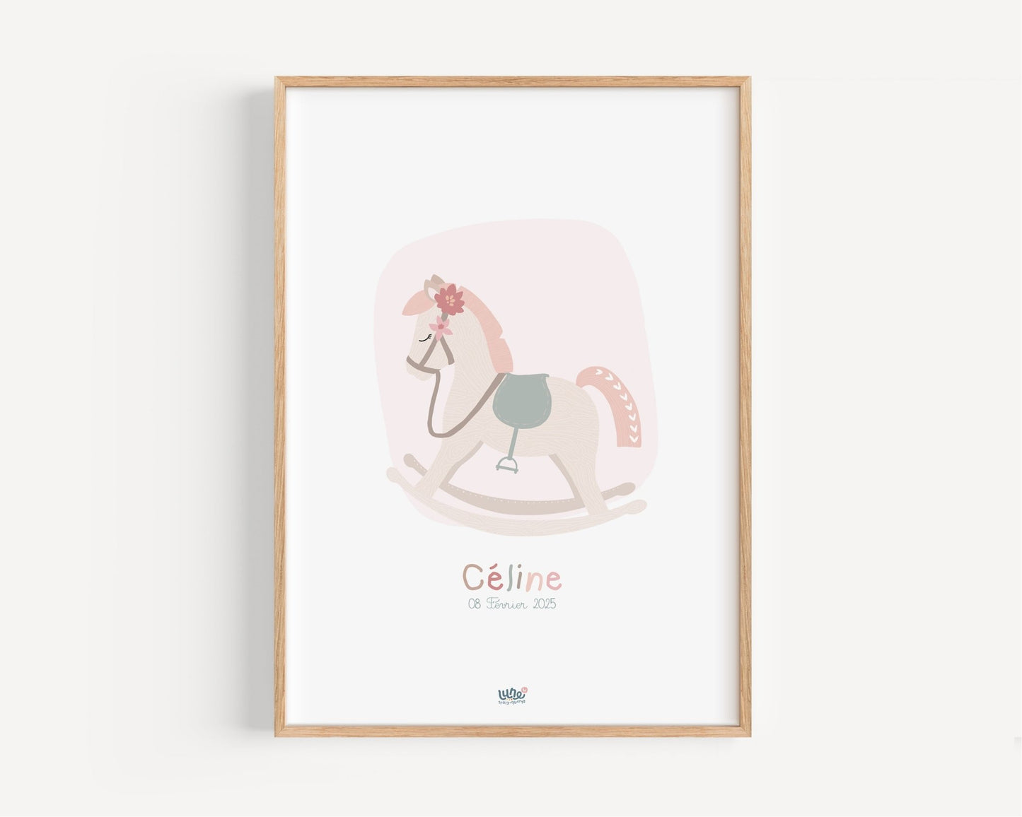 Affiche Illustrée "Cheval à bascule" - Lune Trois - Quarts