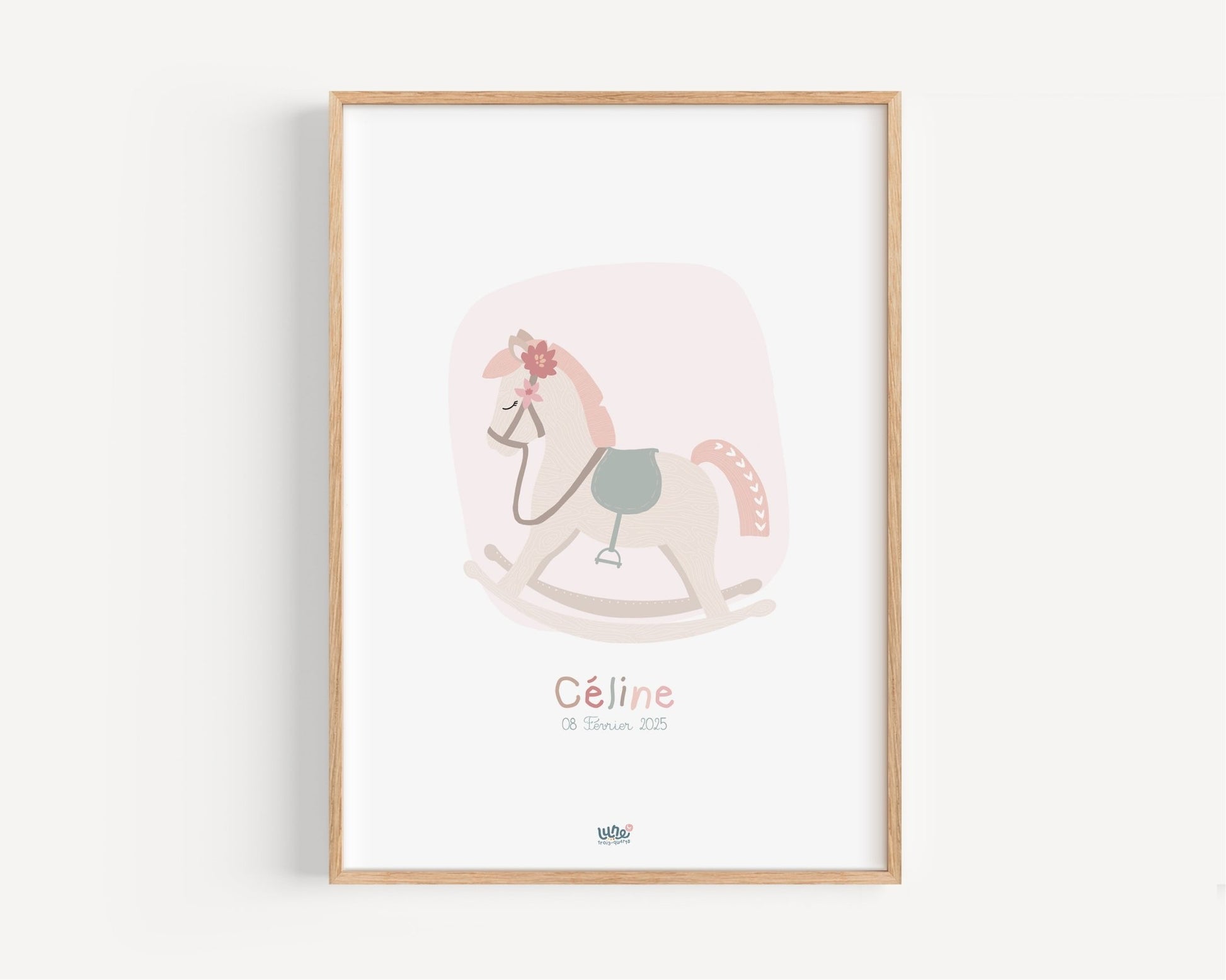 Affiche Illustrée "Cheval à bascule" - Lune Trois - Quarts