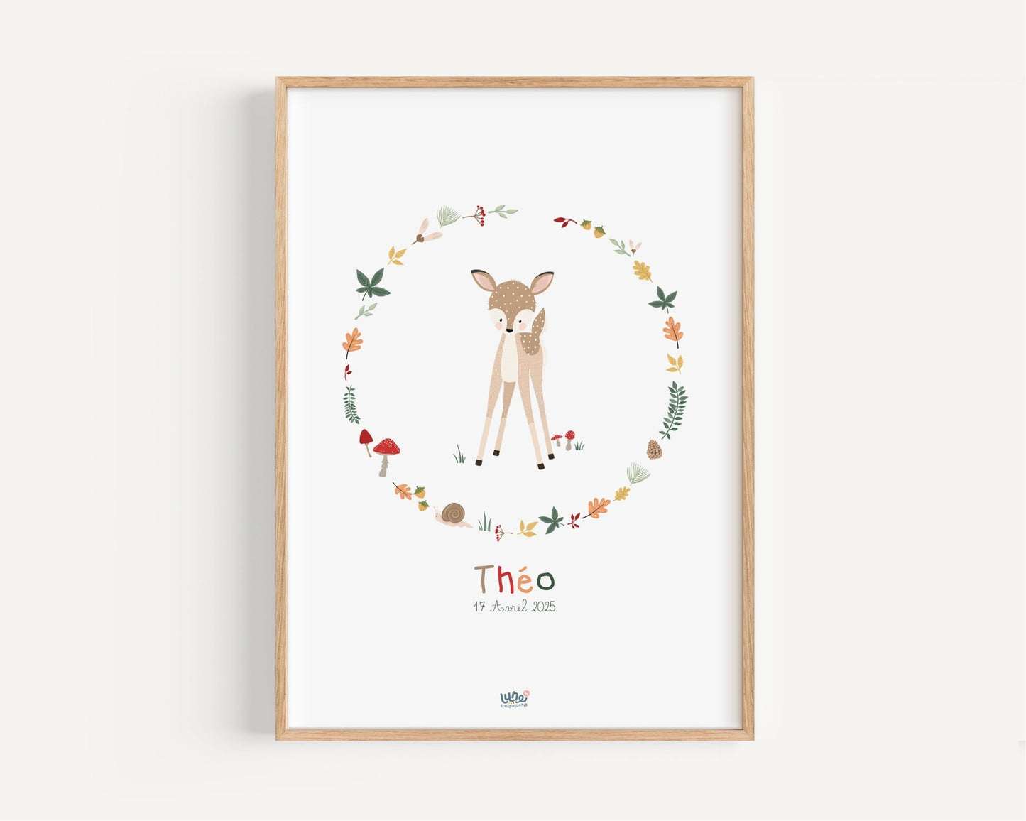 Affiche Illustrée "Faon Couronne" - Lune Trois - Quarts