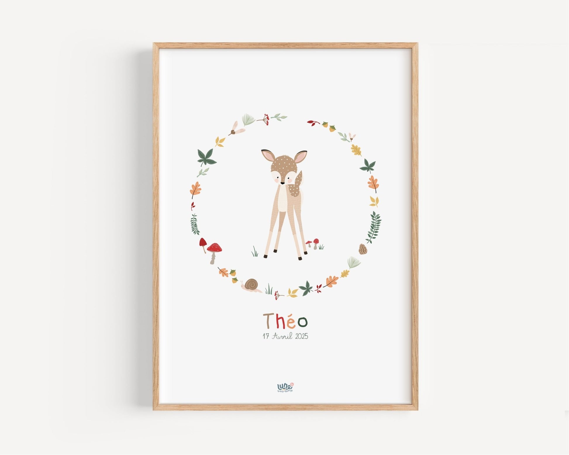 Affiche Illustrée "Faon Couronne" - Lune Trois - Quarts