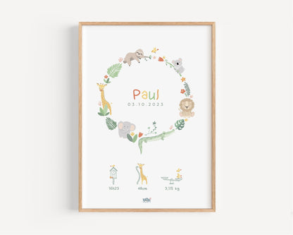 Affiche Illustrée "Couronne Jungle" - Lune Trois - Quarts