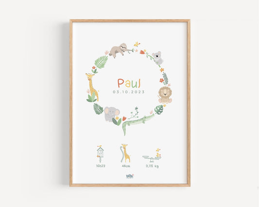 Affiche Illustrée "Couronne Jungle" - Lune Trois - Quarts