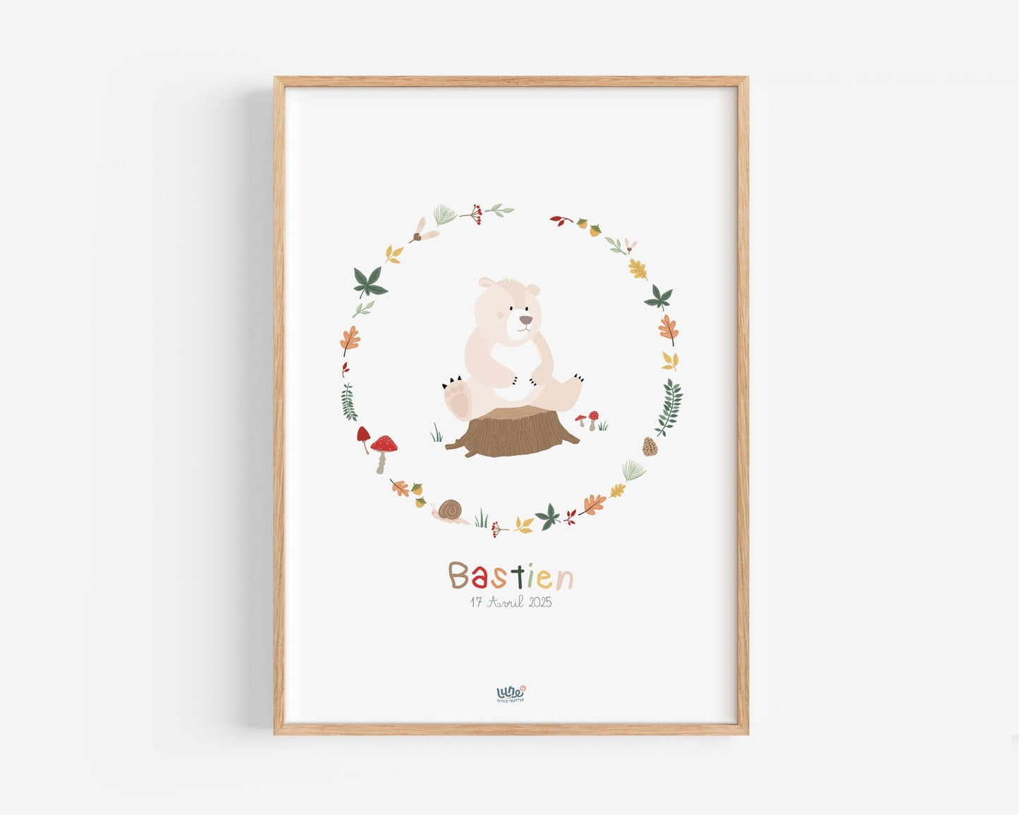 Affiche Illustrée "Ours Couronne" - Lune Trois - Quarts