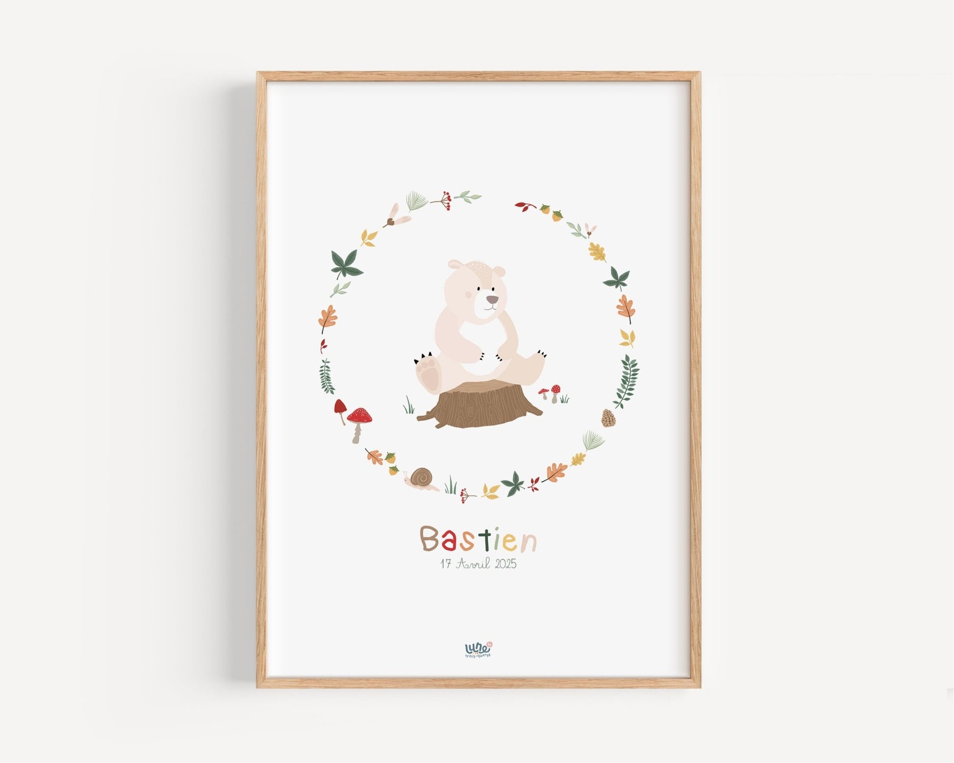 Affiche Illustrée "Ours Couronne" - Lune Trois - Quarts