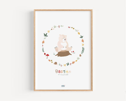 Affiche Illustrée "Ours Couronne" - Lune Trois - Quarts