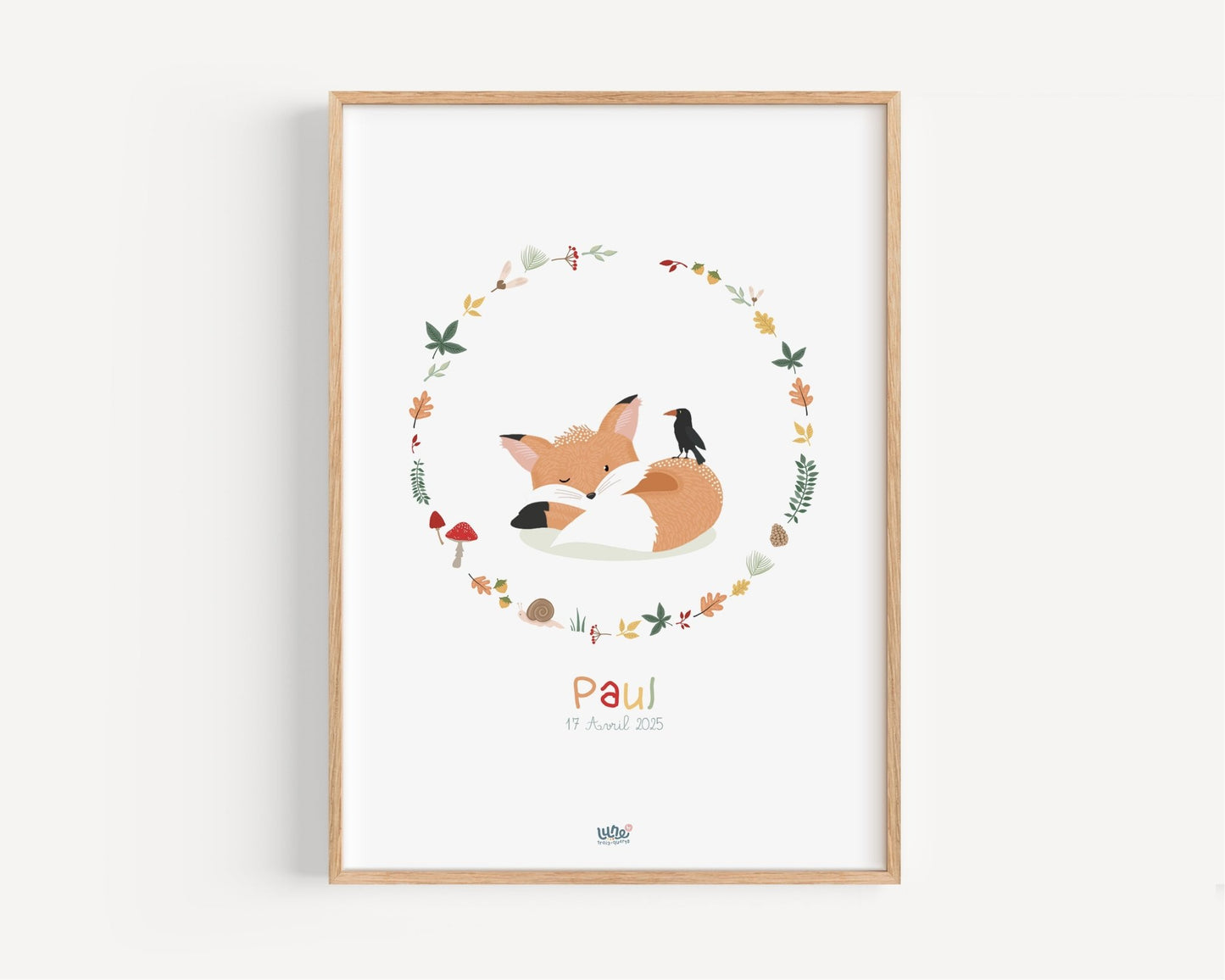 Affiche Illustrée "Couronne Renard" - Lune Trois - Quarts