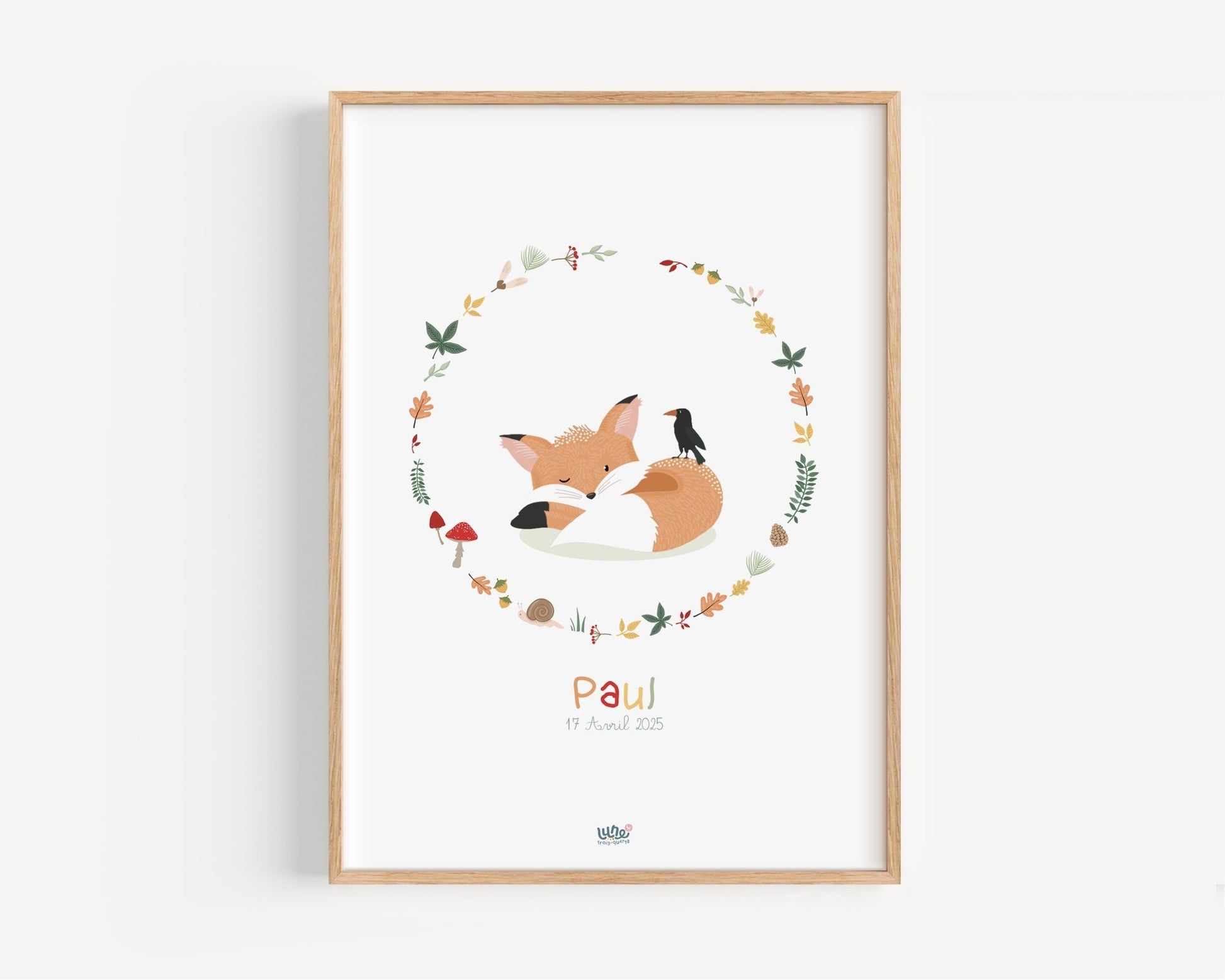 Affiche Illustrée "Couronne Renard" - Lune Trois - Quarts
