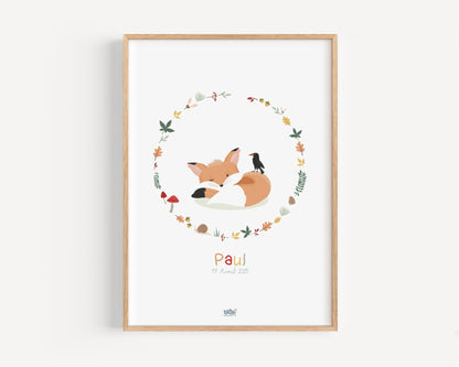 Affiche Illustrée "Couronne Renard" - Lune Trois - Quarts