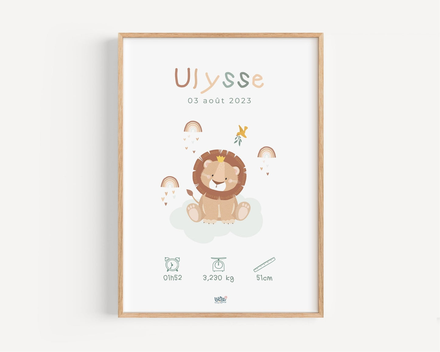 Affiche Illustrée "Lionceau" - Lune Trois - Quarts