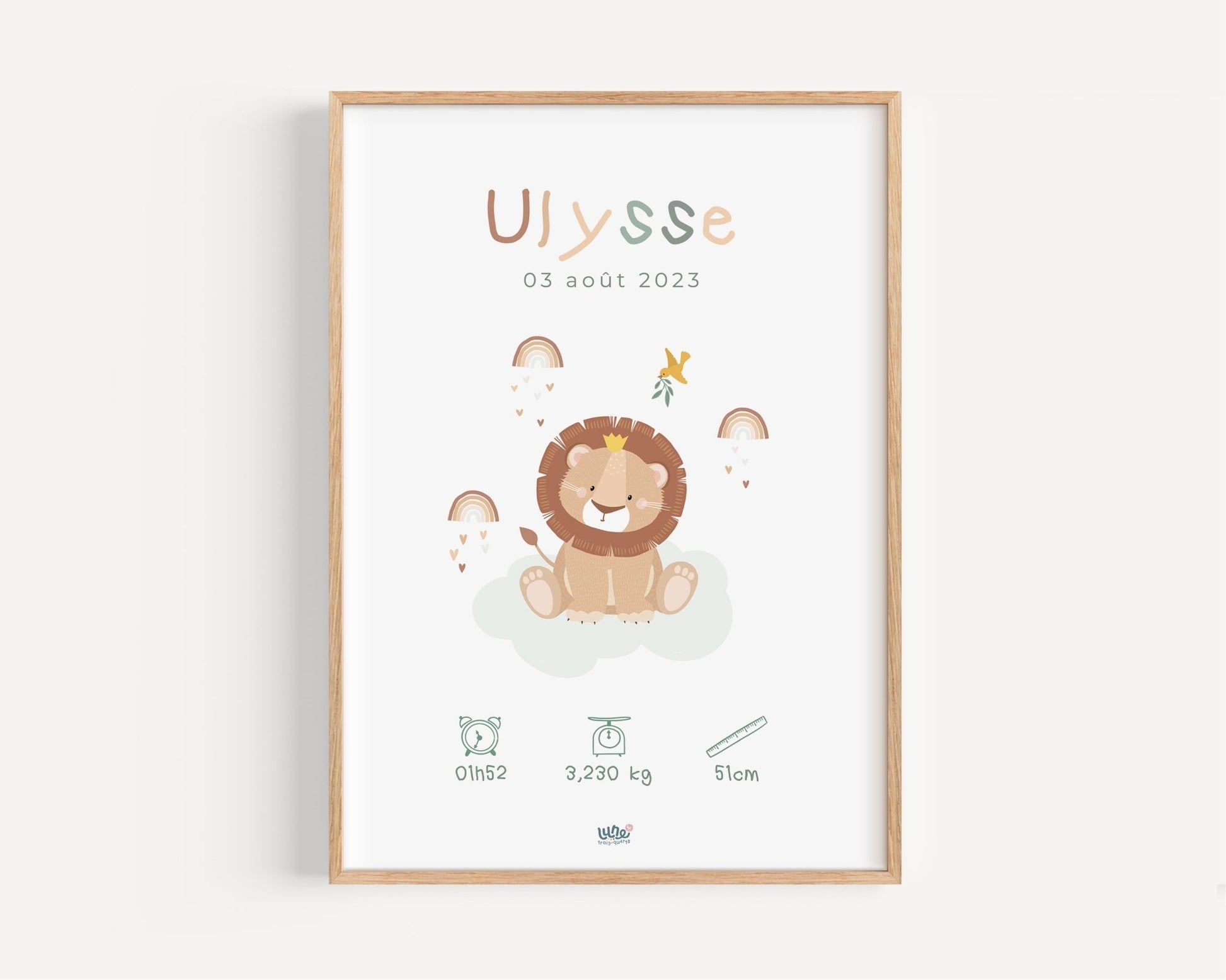 Affiche Illustrée "Lionceau" - Lune Trois - Quarts