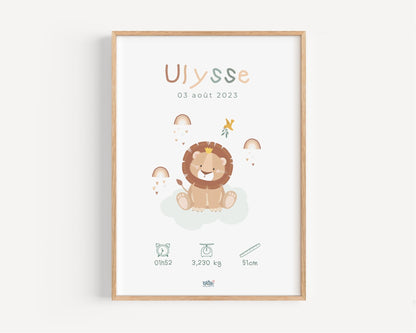 Affiche Illustrée "Lionceau" - Lune Trois - Quarts