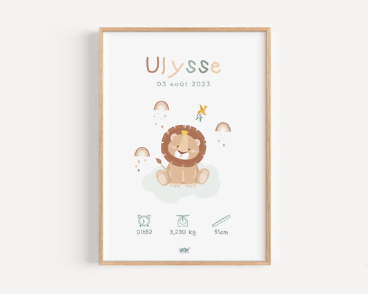 Affiche Illustrée "Lionceau" - Lune Trois - Quarts