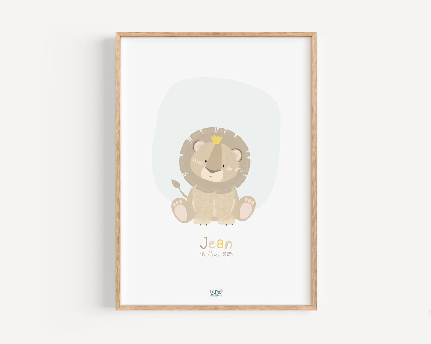 Affiche Illustrée "Petit Lion" - Lune Trois - Quarts