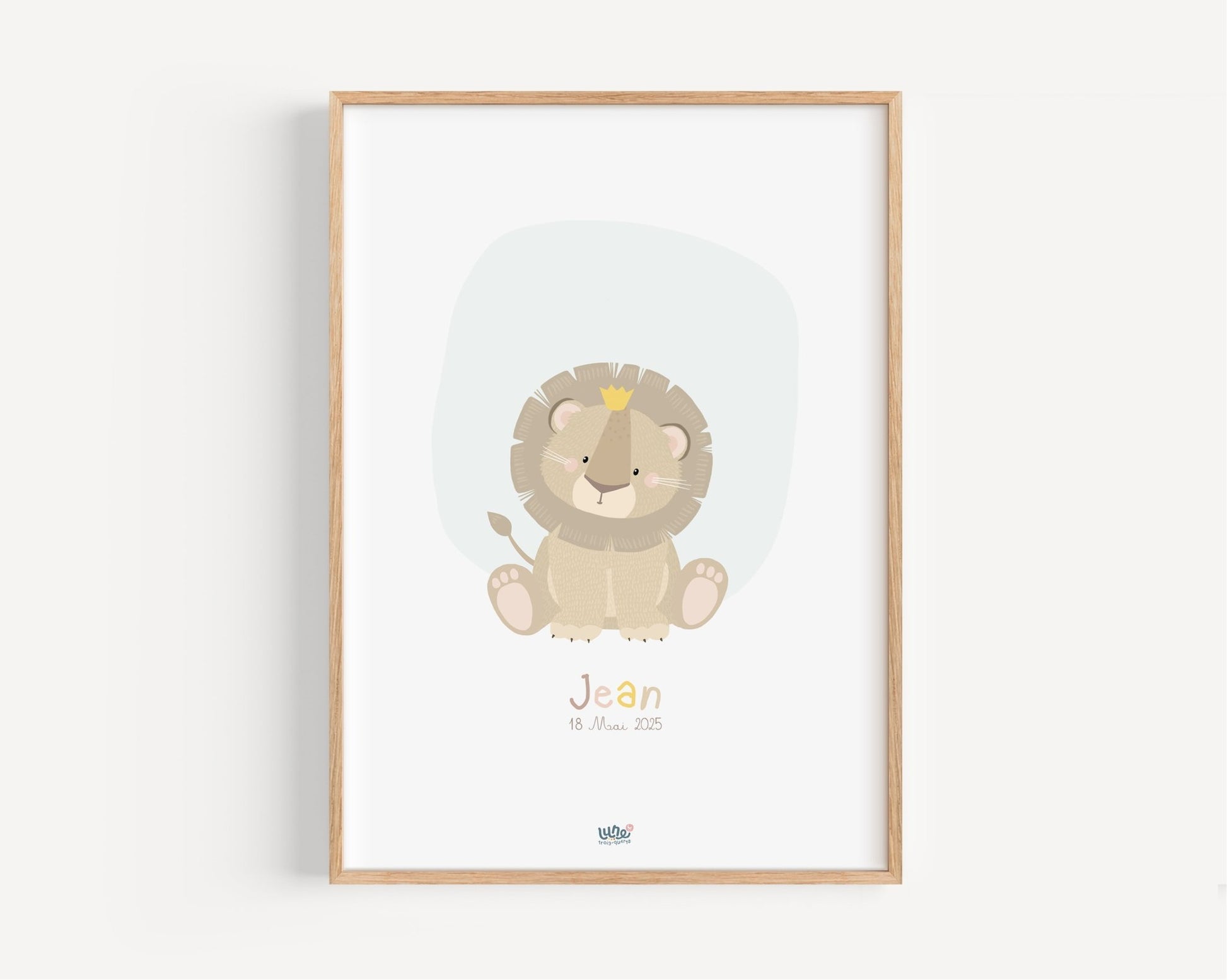 Affiche Illustrée "Petit Lion" - Lune Trois - Quarts